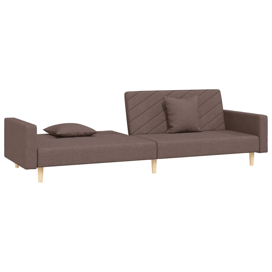 Slaapbank 2-Zits Met 2 Kussens Stof Taupe Met armleuning