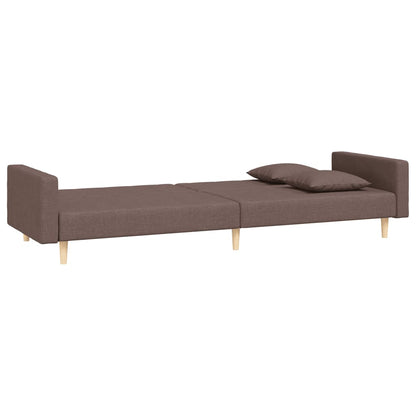 Slaapbank 2-Zits Met 2 Kussens Stof Taupe Met armleuning
