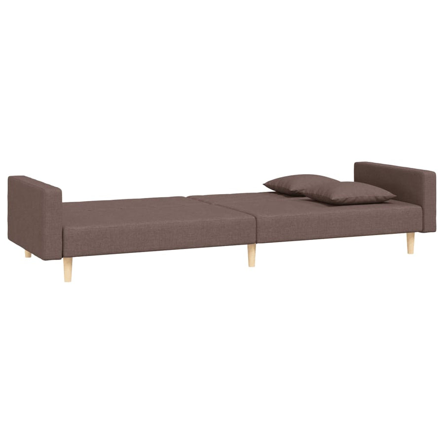 Slaapbank 2-Zits Met 2 Kussens Stof Taupe Met armleuning