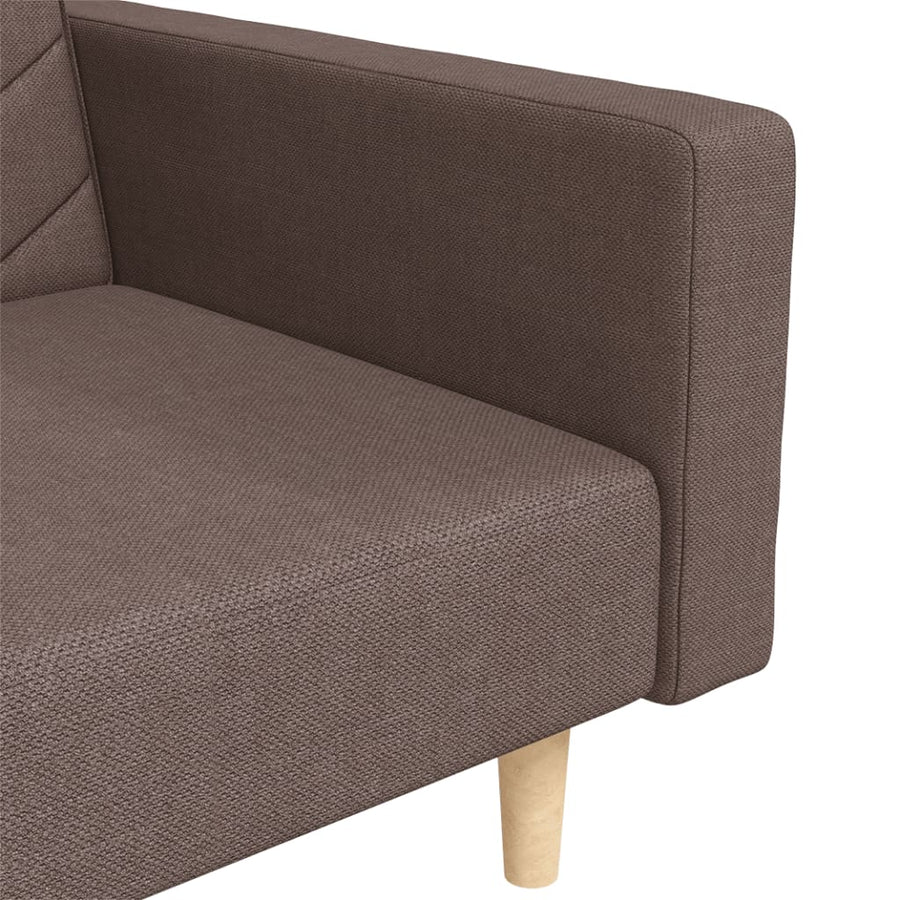 Slaapbank 2-Zits Met 2 Kussens Stof Taupe Met armleuning
