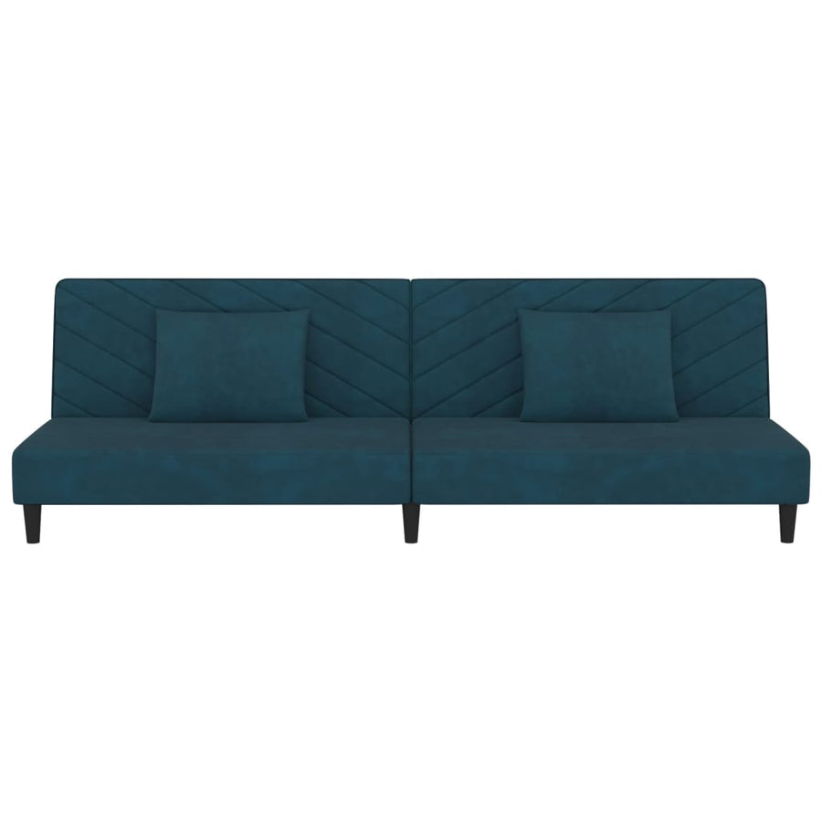 Slaapbank 2-Zits Met 2 Kussens Fluweel Blauw Zonder armleuning