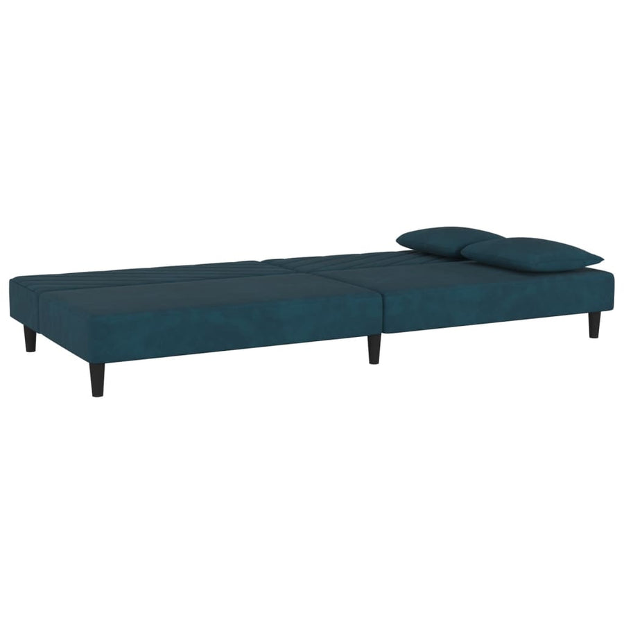 Slaapbank 2-Zits Met 2 Kussens Fluweel Blauw Zonder armleuning