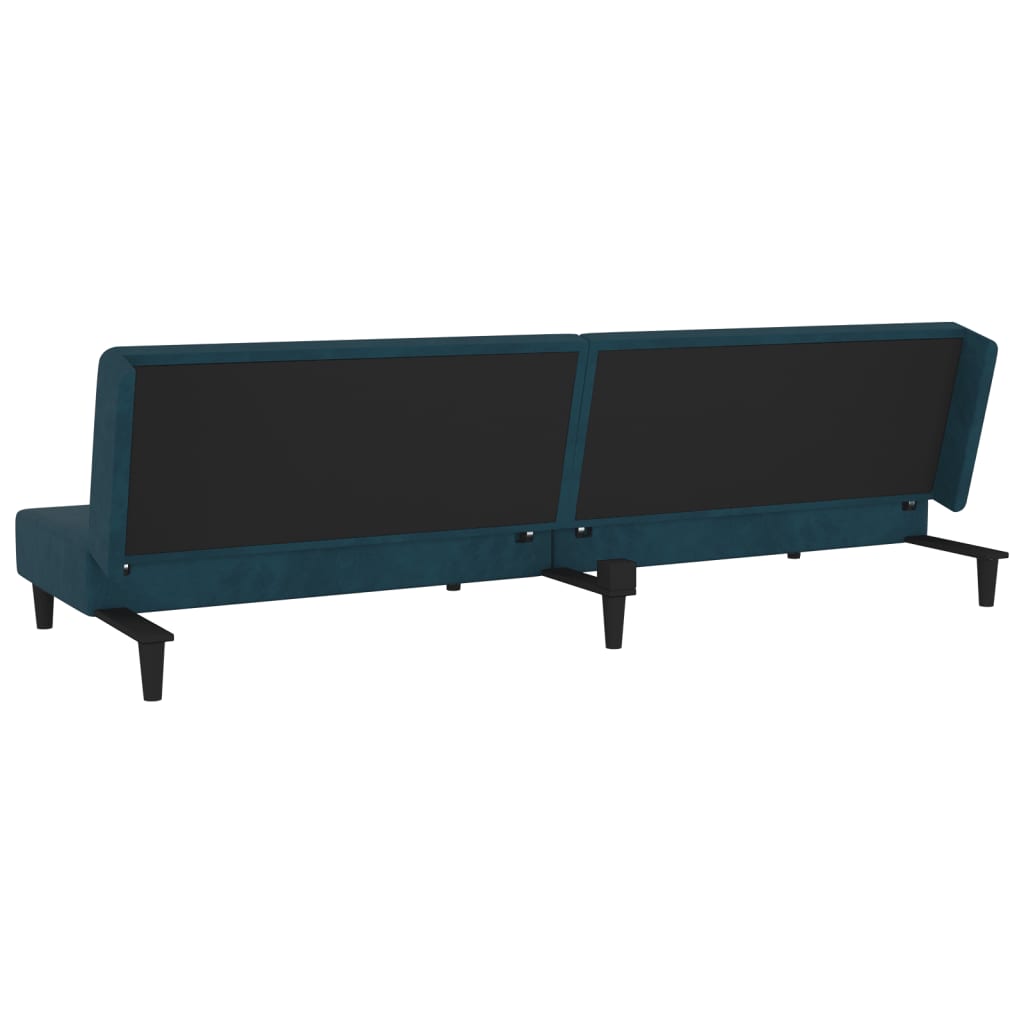 Slaapbank 2-Zits Met 2 Kussens Fluweel Blauw Zonder armleuning