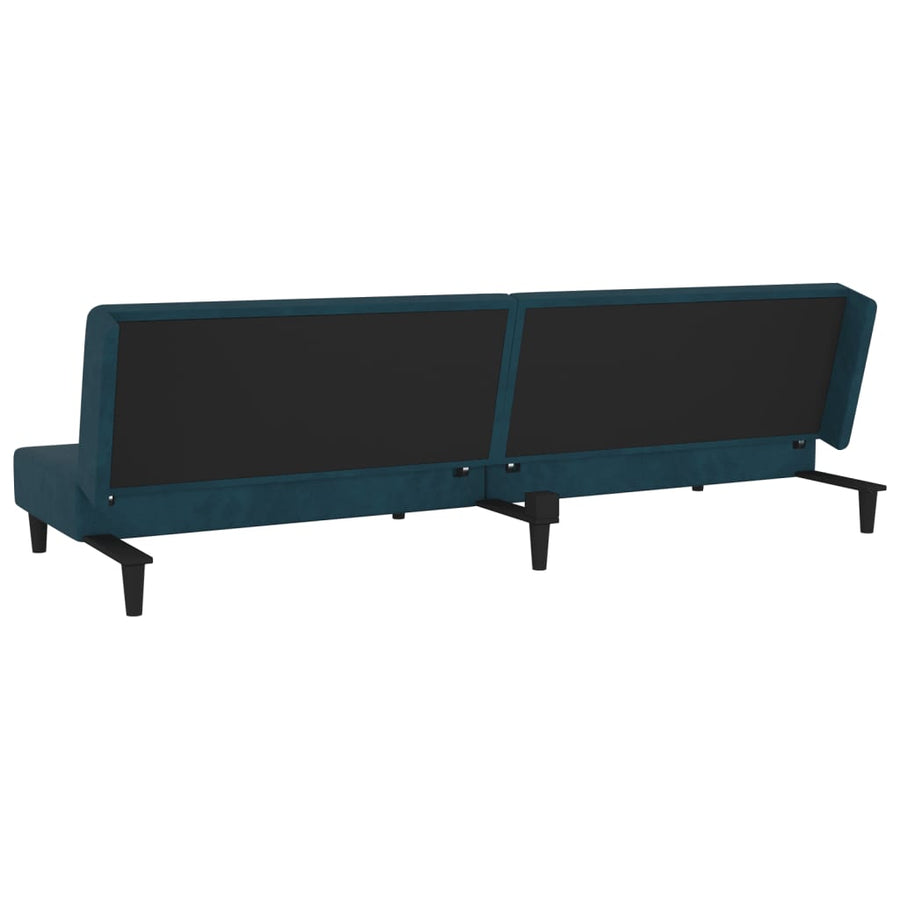 Slaapbank 2-Zits Met 2 Kussens Fluweel Blauw Zonder armleuning