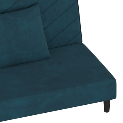 Slaapbank 2-Zits Met 2 Kussens Fluweel Blauw Zonder armleuning