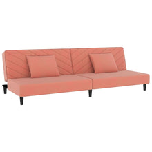 Slaapbank 2-Zits Met 2 Kussens Fluweel Roze Zonder armleuning