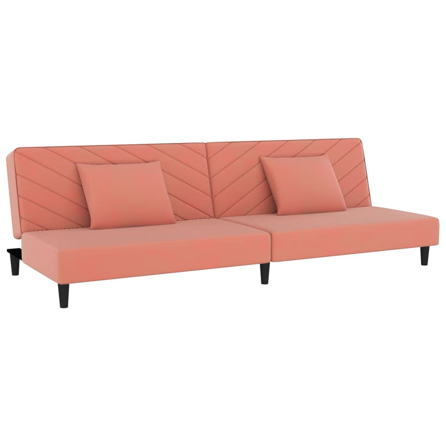 Slaapbank 2-Zits Met 2 Kussens Fluweel Roze Zonder armleuning