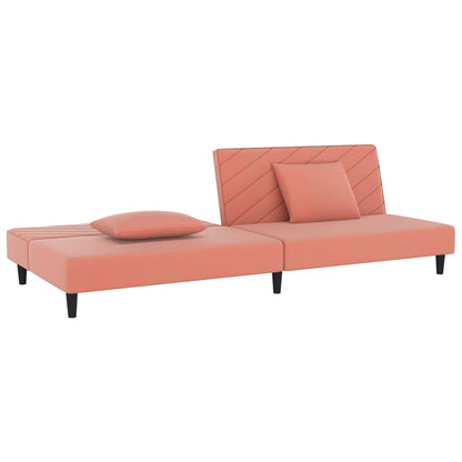 Slaapbank 2-Zits Met 2 Kussens Fluweel Roze Zonder armleuning