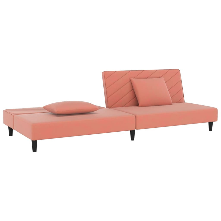 Slaapbank 2-Zits Met 2 Kussens Fluweel Roze Zonder armleuning