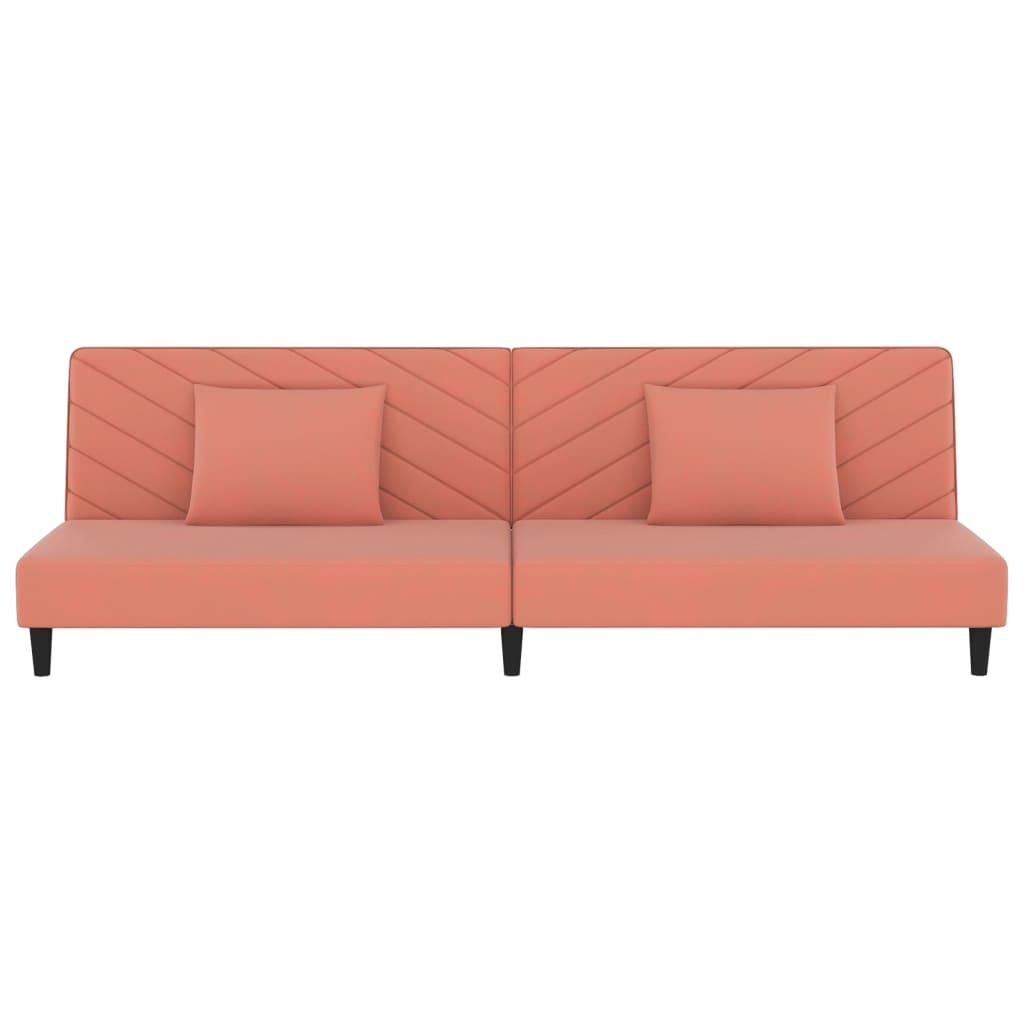 Slaapbank 2-Zits Met 2 Kussens Fluweel Roze Zonder armleuning