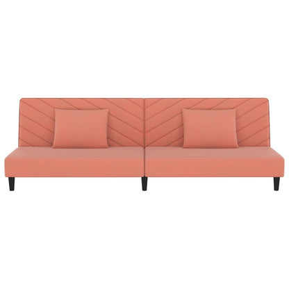 Slaapbank 2-Zits Met 2 Kussens Fluweel Roze Zonder armleuning