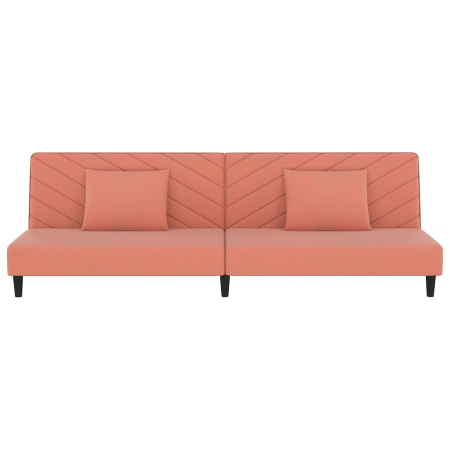 Slaapbank 2-Zits Met 2 Kussens Fluweel Roze Zonder armleuning