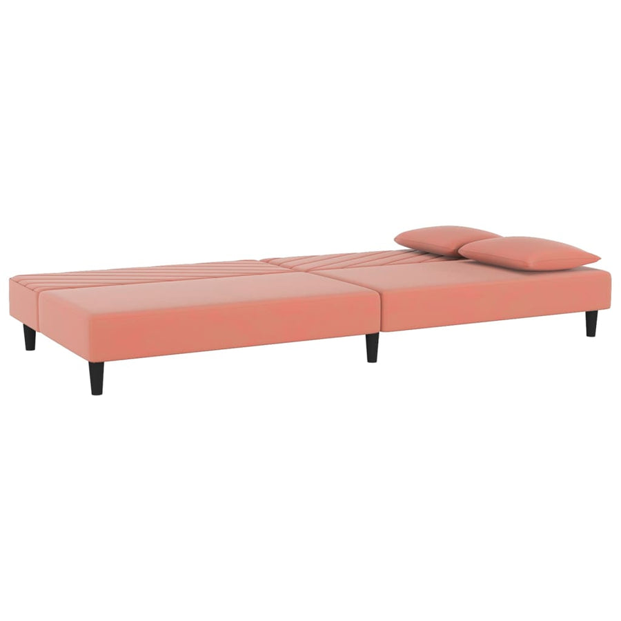 Slaapbank 2-Zits Met 2 Kussens Fluweel Roze Zonder armleuning