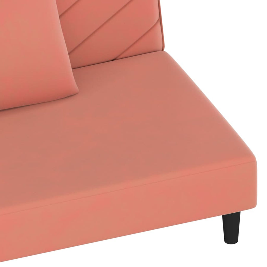 Slaapbank 2-Zits Met 2 Kussens Fluweel Roze Zonder armleuning