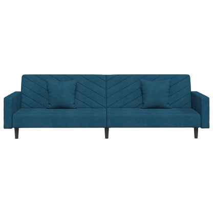 Slaapbank 2-Zits Met 2 Kussens Fluweel Blauw