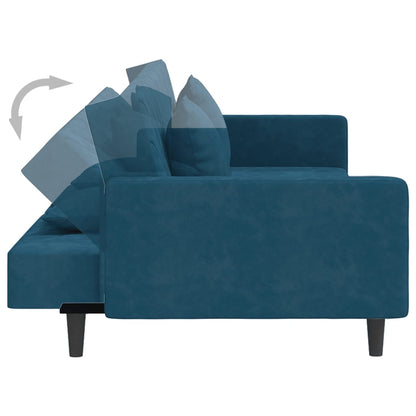 Slaapbank 2-Zits Met 2 Kussens Fluweel Blauw