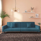 2-Seater Sofa Bed with 2 Cushions Velvet Blue