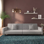2 Seater Sofa Bed with 2 Cushions Velvet Light Grey
