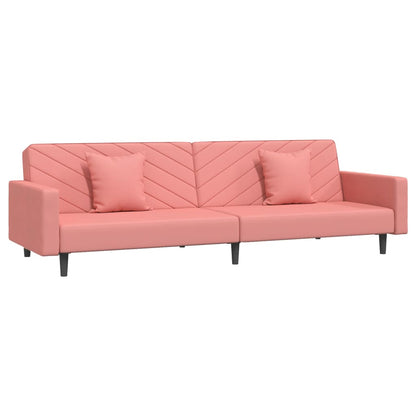 Slaapbank 2-Zits Met 2 Kussens Fluweel Roze Met armleuning