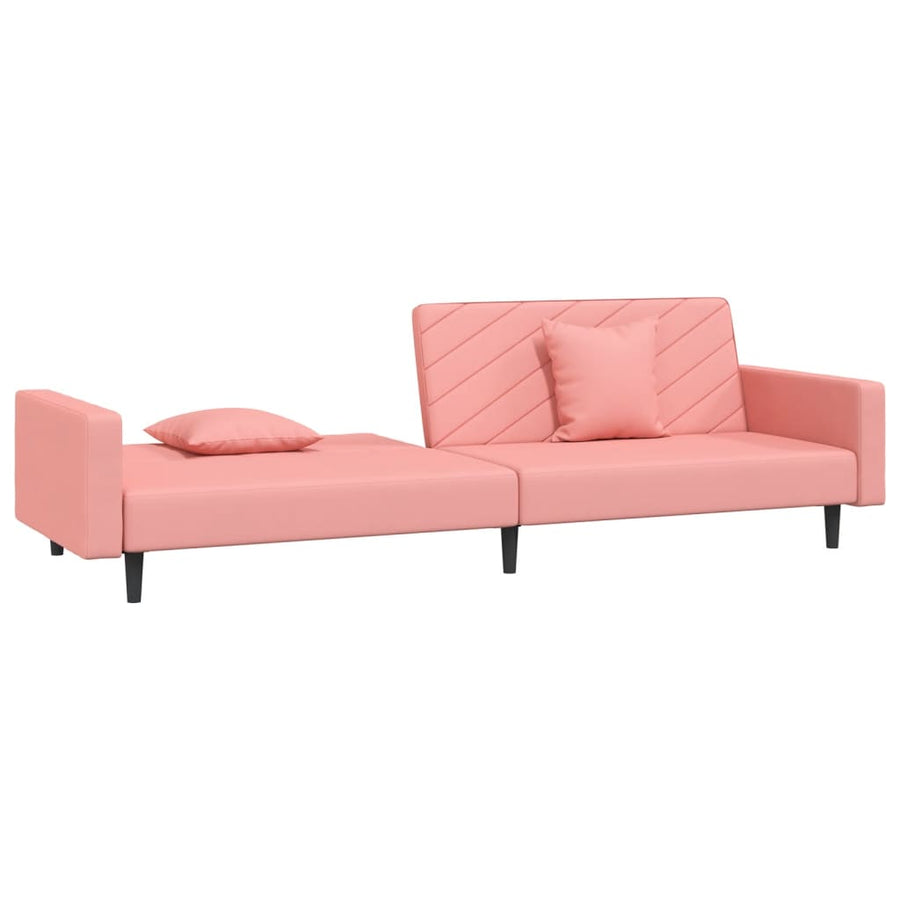 Slaapbank 2-Zits Met 2 Kussens Fluweel Roze Met armleuning