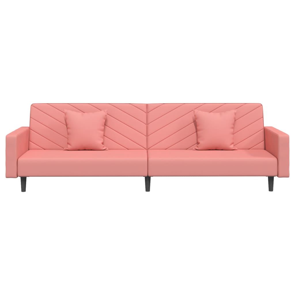 Slaapbank 2-Zits Met 2 Kussens Fluweel Roze Met armleuning