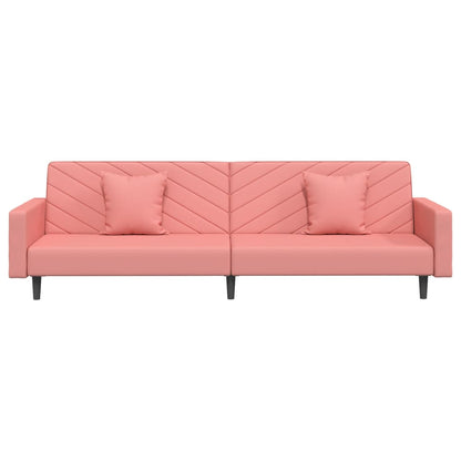 Slaapbank 2-Zits Met 2 Kussens Fluweel Roze Met armleuning
