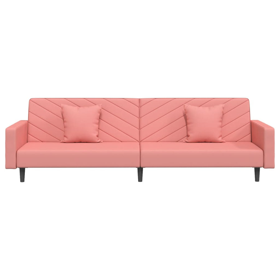 Slaapbank 2-Zits Met 2 Kussens Fluweel Roze Met armleuning