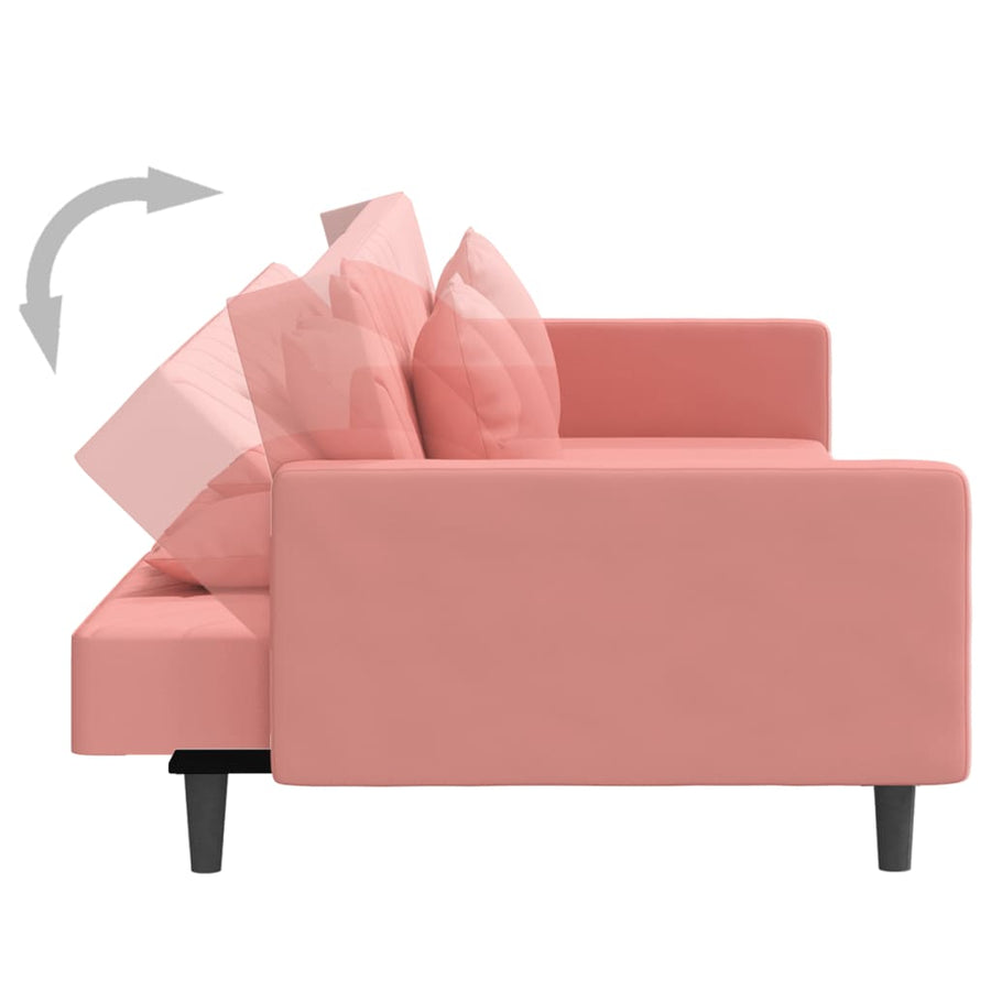 Slaapbank 2-Zits Met 2 Kussens Fluweel Roze Met armleuning