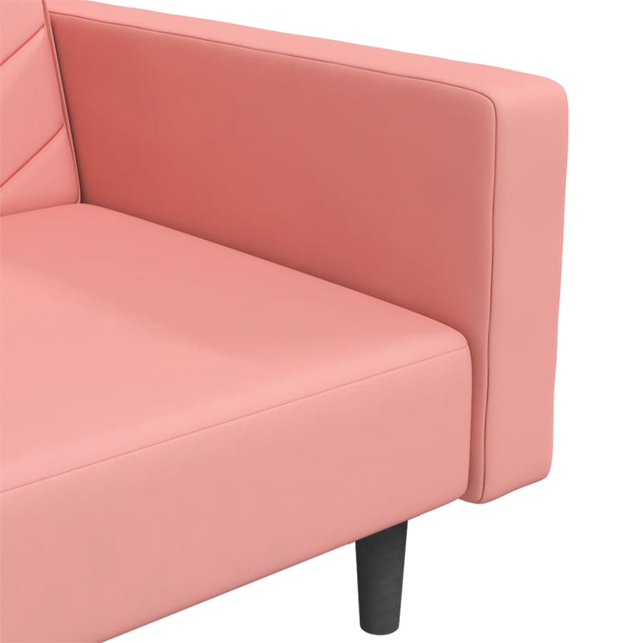 Slaapbank 2-Zits Met 2 Kussens Fluweel Roze Met armleuning
