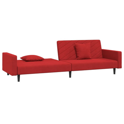 Slaapbank 2-zits met 2 kussens fluweel wijnrood Wijnrood