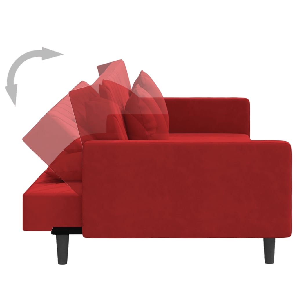 Slaapbank 2-zits met 2 kussens fluweel wijnrood Wijnrood