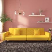 Slaapbank 2-zits fluweel geel 220x84,5x69 cm