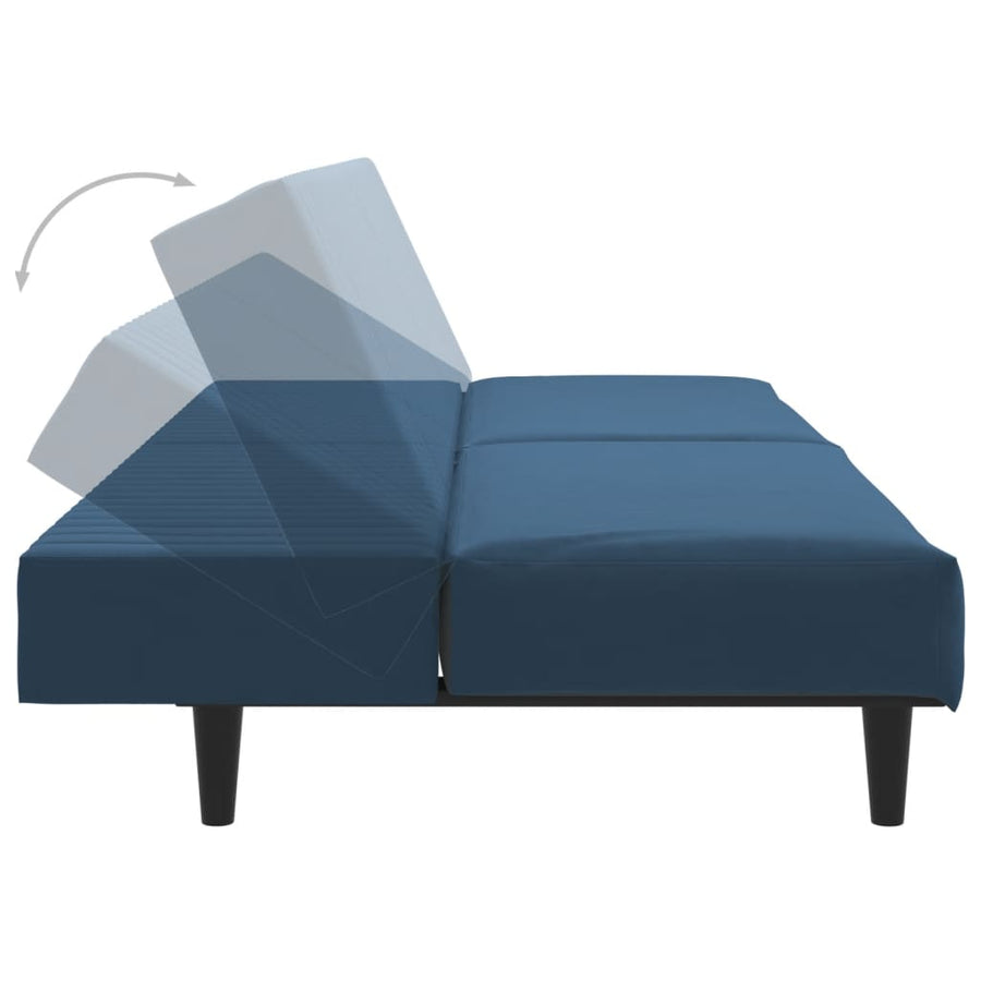 Slaapbank 2-Zits Fluweel Blauw Zonder armleuning