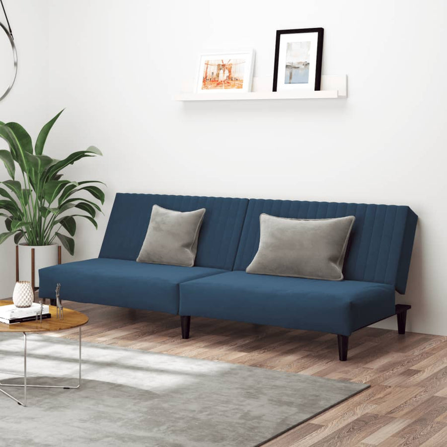 Slaapbank 2-Zits Fluweel Blauw Zonder armleuning