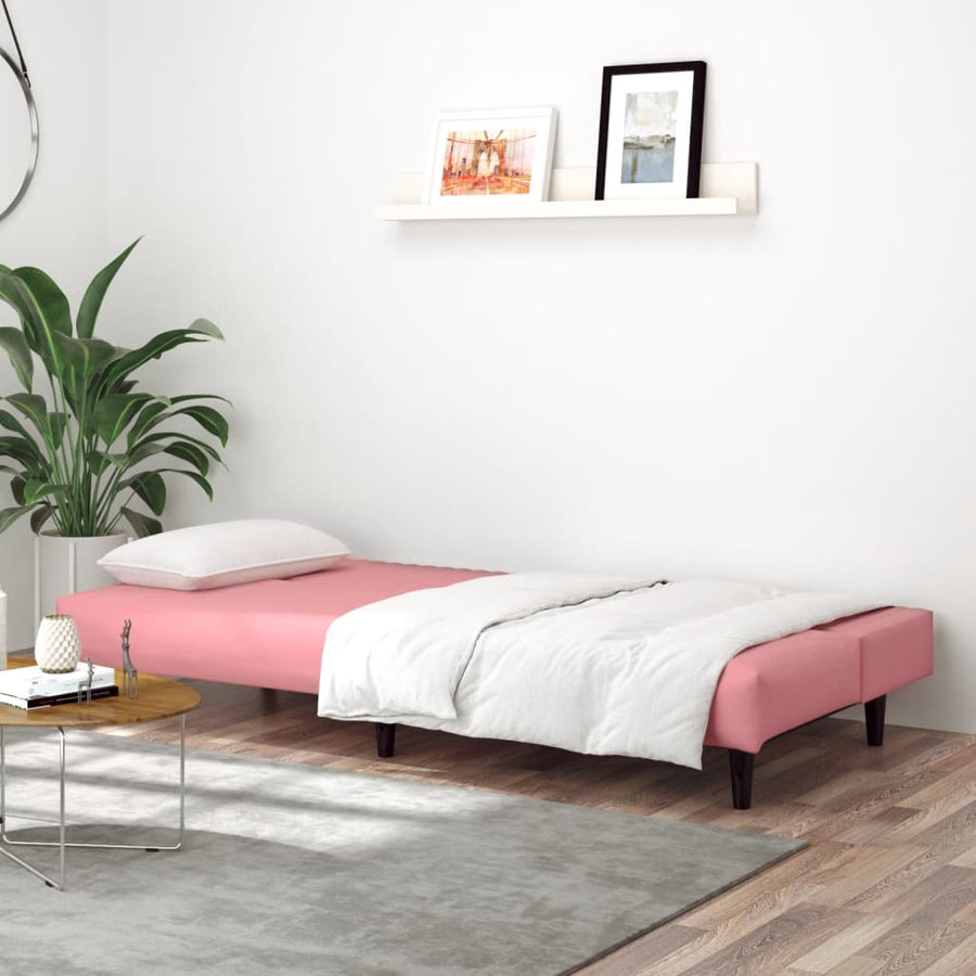 Slaapbank 2-Zits Fluweel Roze Zonder armleuning