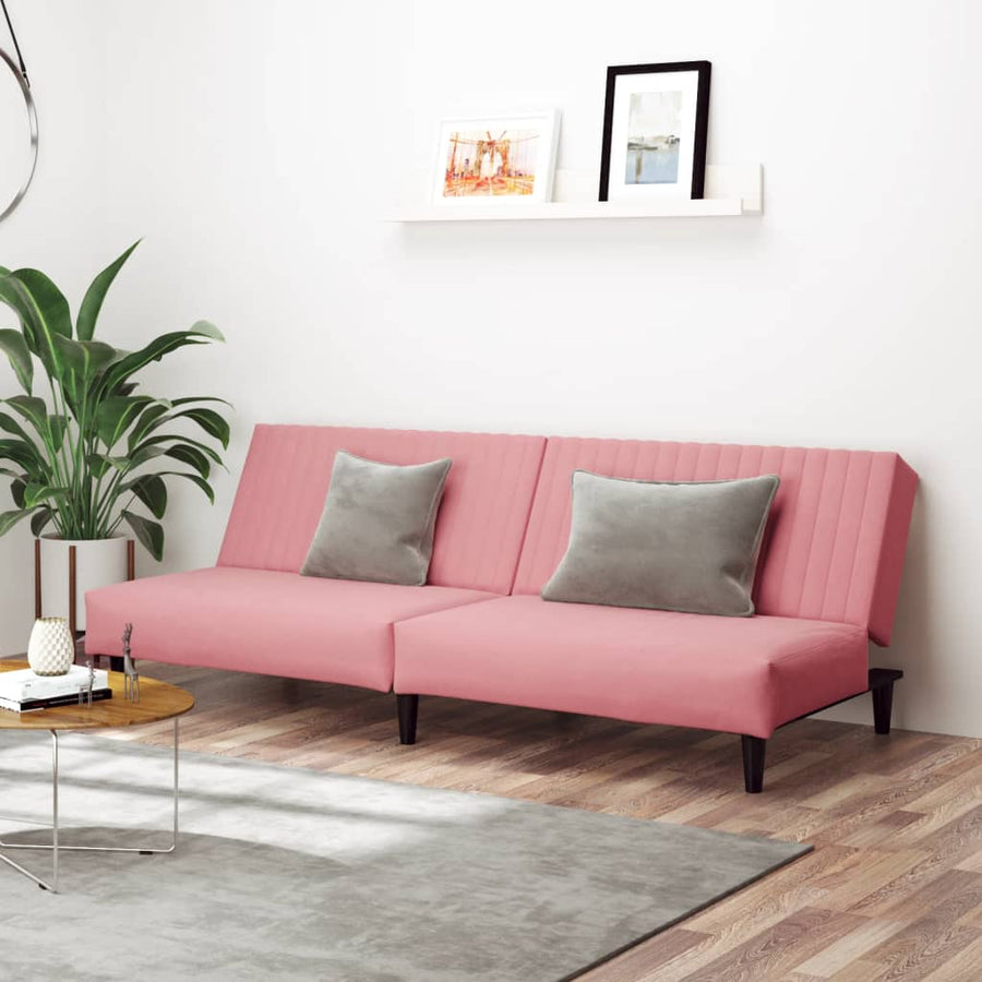 Slaapbank 2-Zits Fluweel Roze Zonder armleuning