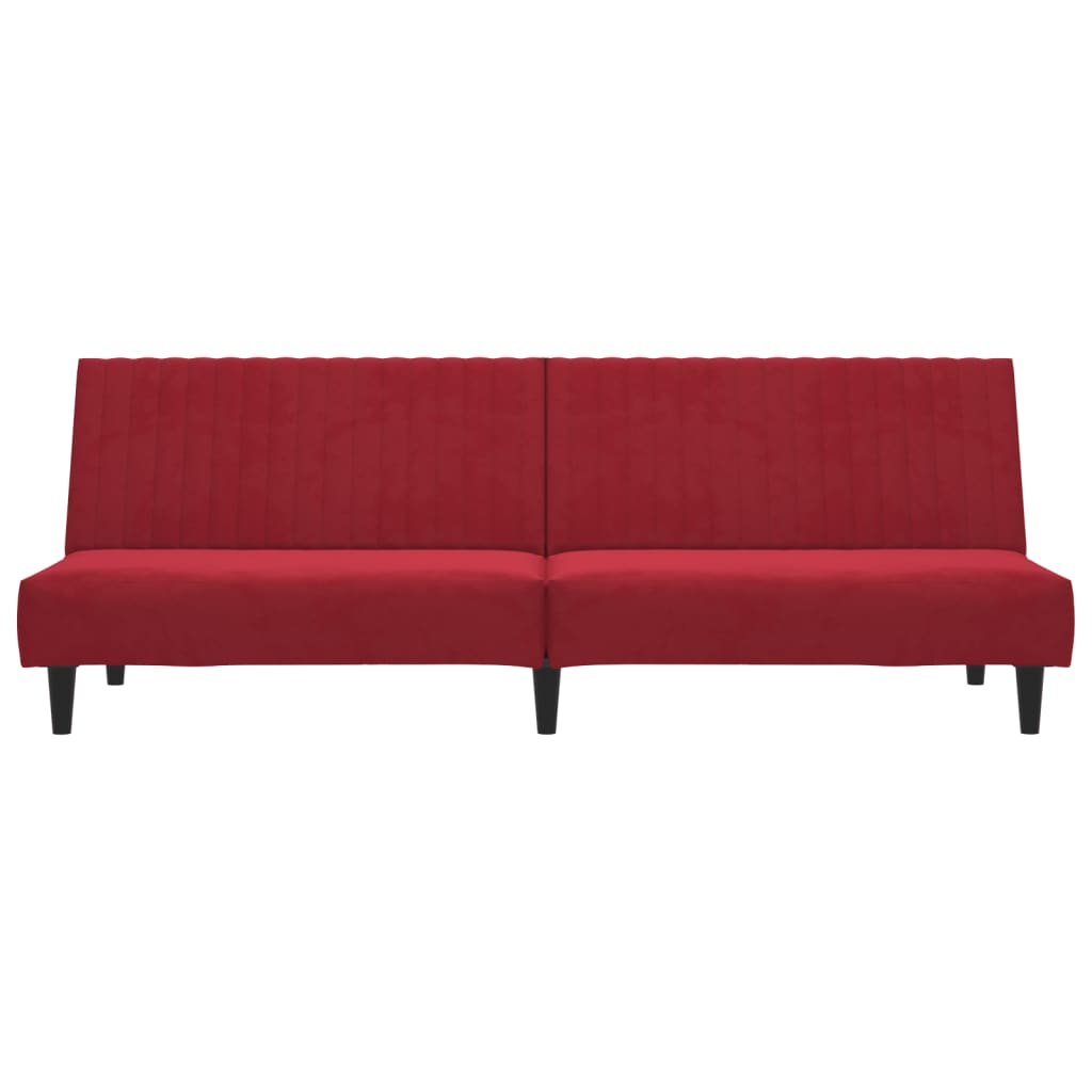 Slaapbank 2-Zits Fluweel Wijnrood Zonder armleuning
