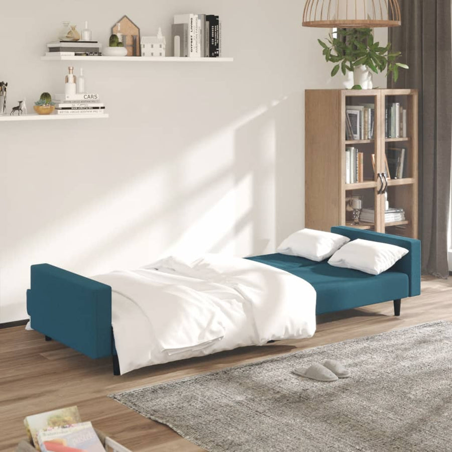 Slaapbank 2-Zits Fluweel Blauw Met armleuning