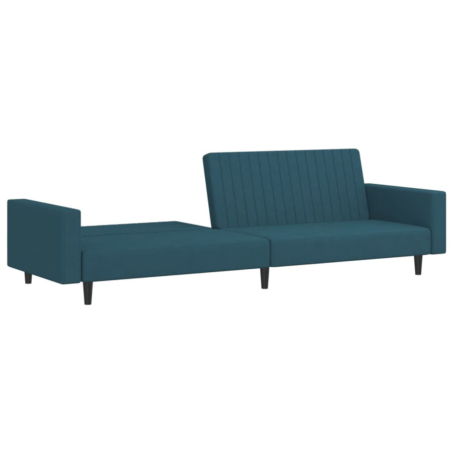 Slaapbank 2-Zits Fluweel Blauw Met armleuning