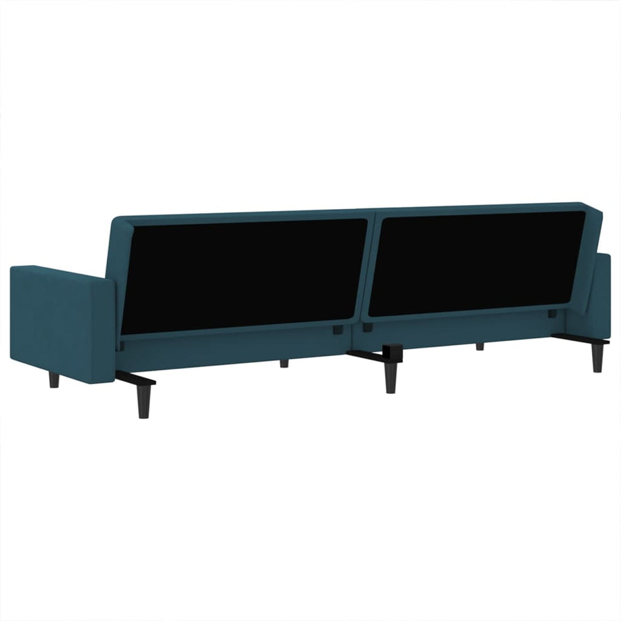 Slaapbank 2-Zits Fluweel Blauw Met armleuning