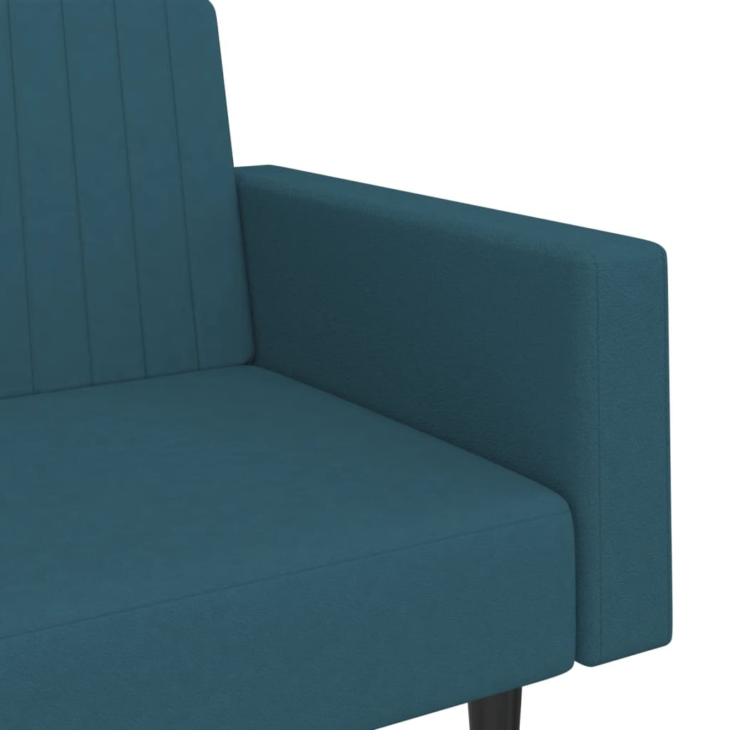 Slaapbank 2-Zits Fluweel Blauw Met armleuning