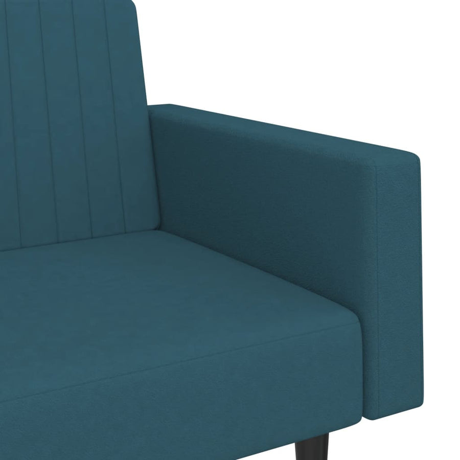 Slaapbank 2-Zits Fluweel Blauw Met armleuning
