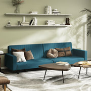 Slaapbank 2-zits fluweel blauw 220 cm
