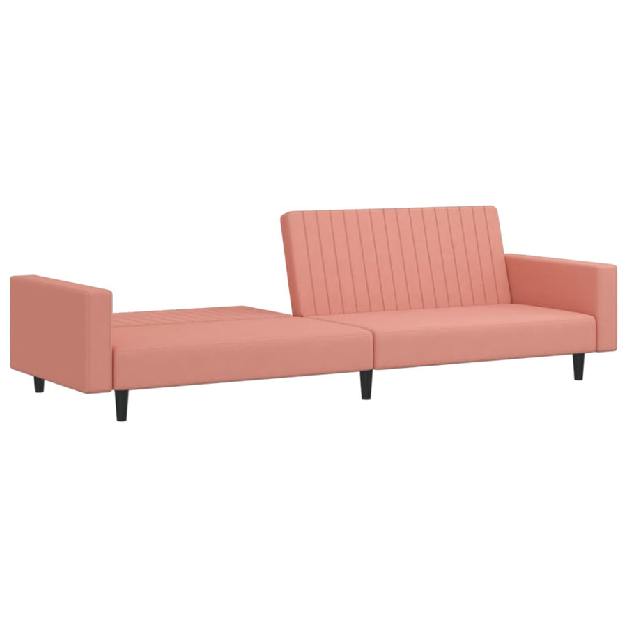 Slaapbank 2-Zits Fluweel Roze Met armleuning
