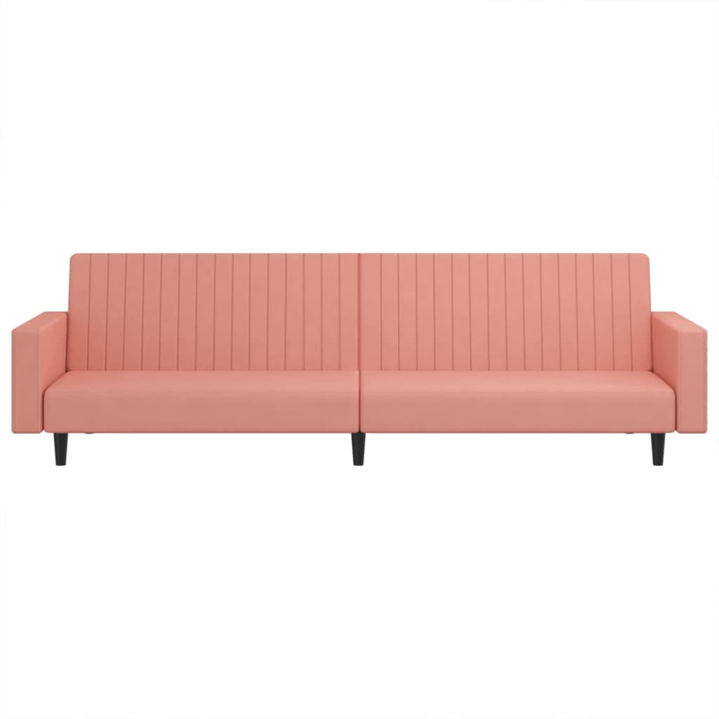 Slaapbank 2-Zits Fluweel Roze Met armleuning