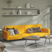 Slaapbank 2-zits fluweel geel 220x84,5x69 cm