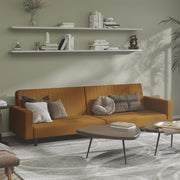 Slaapbank 2-zits fluweel bruin 220 cm