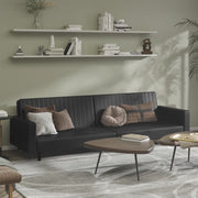 Slaapbank 2-zits kunstleer zwart 220x84.5x69 cm