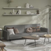 Slaapbank 2-zits kunstleer grijs 220 cm