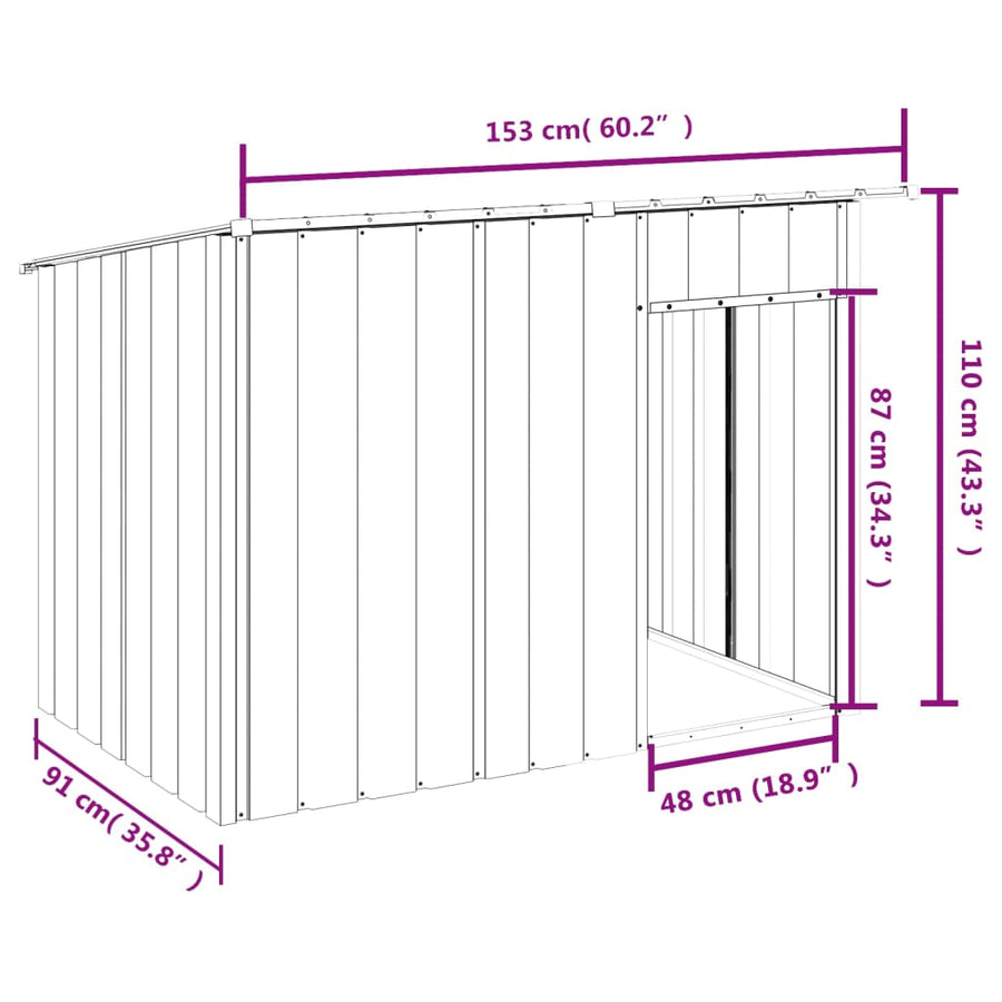 Hondenhok Met Dak 153X91X110 Cm Staal Antracietkleurig